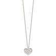 Sterling Silver RH-pltd Brushed D/C Filigree Heart w/2 in ext Necklace