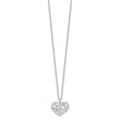 Sterling Silver RH-pltd Brushed D/C Filigree Heart w/2 in ext Necklace