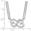 Sterling Silver Rhodium-plated CZ Heart 2-Strand w/1.5in ext Necklace