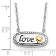 Sterling Silver w/14k accent Rh-plated Enamel LOVE w/2in. ext Necklace