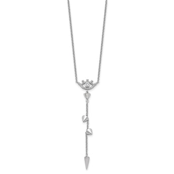 Sterling Silver Rhodium-plated Evil Eye CZ 18in w/2in ext Necklace