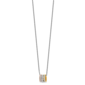 Sterling Silver RH-plated Yell/Rose-tone Glitter Fabric w/2in ext Necklace