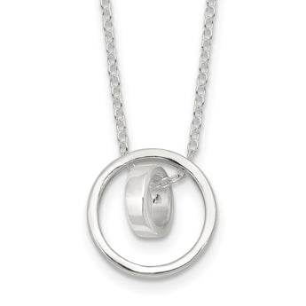 Sterling Silver E-Coating Double Circle 16in w/2in ext Necklace - Birthstone Company