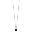 Sterling Silver Rh-plated Onyx and .05WT White Topaz w/2in ext Necklace