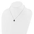 Sterling Silver Rh-plated Onyx and .05WT White Topaz w/2in ext Necklace