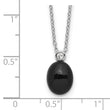 Sterling Silver Rh-plated Onyx and .05WT White Topaz w/2in ext Necklace