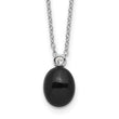 Sterling Silver Rh-plated Onyx and .05WT White Topaz w/2in ext Necklace