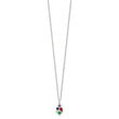 Sterling Silver E-coated Multi Color CZ 17.75in w/2in ext Necklace