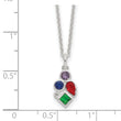 Sterling Silver E-coated Multi Color CZ 17.75in w/2in ext Necklace
