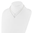 Sterling Silver Rhodium-plated CZ 3-Strand 14.5in w/2in ext Necklace