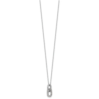 Sterling Silver Rhodium-plated with Micro Pave CZ 16in w/2in ext Necklace