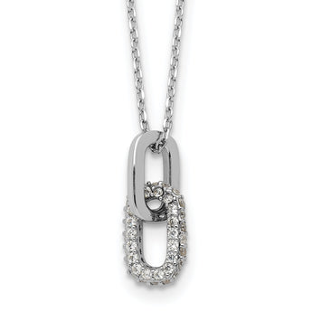 Sterling Silver Rhodium-plated with Micro Pave CZ 16in w/2in ext Necklace