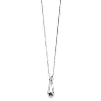 Sterling Silver Rhodium-plated Black CZ 16in w/2in ext Necklace