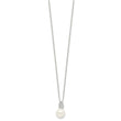 Sterling Silver Polished CZ and Simulated Pearl Necklace