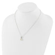 Sterling Silver Polished CZ and Simulated Pearl Necklace