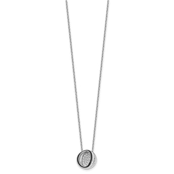 Sterling Silver Rhodium-plated CZ Enameled Open Round Necklace 18 in - Birthstone Company