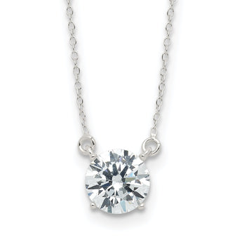 Sterling Silver Rhodium-plated Polished Round 8mm CZ Necklace