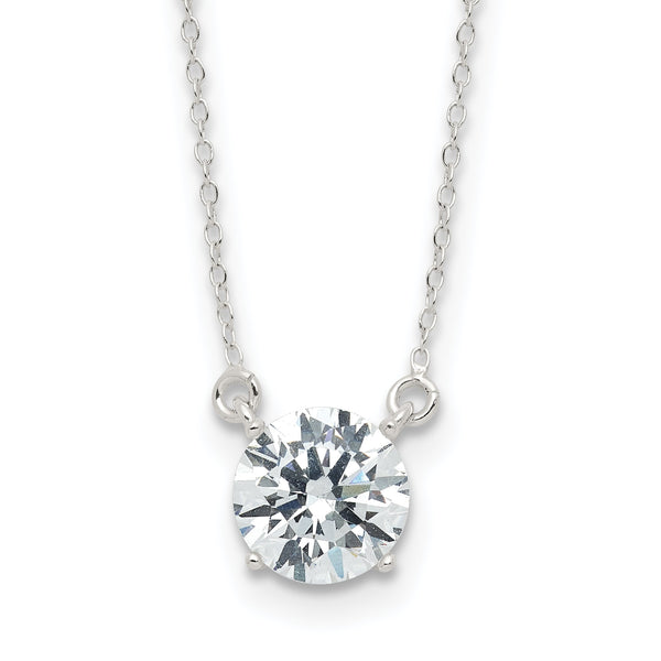 Sterling Silver Rhodium-plated Polished Round 8mm CZ Necklace