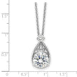 Sterling Silver Rhodium-plated Teardrop CZ 16in w/2 in Ext Necklace