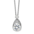 Sterling Silver Rhodium-plated Teardrop CZ 16in w/2 in Ext Necklace