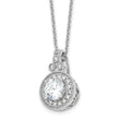 Sterling Silver Rhodium-plated Fancy Beaded CZ with 2in ext Necklace