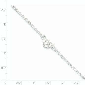 Sterling Silver Flower Charm Anklet