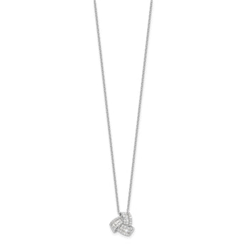 Sterling Silver Rhodium-plated CZ Love Knot 18in Necklace