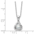 Sterling Silver Rhodium-plated CZ in Love Knot 16in w/2in ext Necklace