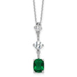 Sterling Silver Rh-plated Green and White CZ 16in w/2in ext Necklace