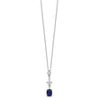Sterling Silver Rhodium-plated Blue and White CZ 16in w/2in ext Necklace