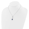 Sterling Silver Rhodium-plated Blue and White CZ 16in w/2in ext Necklace