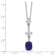 Sterling Silver Rhodium-plated Blue and White CZ 16in w/2in ext Necklace