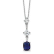 Sterling Silver Rhodium-plated Blue and White CZ 16in w/2in ext Necklace