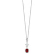 Sterling Silver Rhodium-plated Red and White CZ 16in w/2in ext Necklace