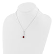 Sterling Silver Rhodium-plated Red and White CZ 16in w/2in ext Necklace