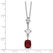 Sterling Silver Rhodium-plated Red and White CZ 16in w/2in ext Necklace