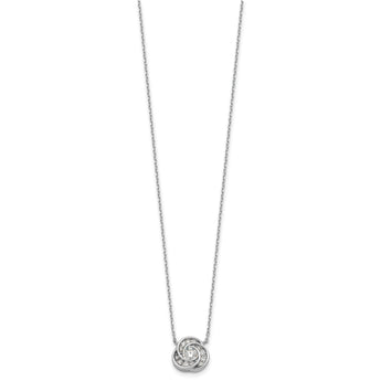 Sterling Silver Rhodium-plated CZ Love Knot 16in w/2in ext Necklace