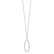 Sterling Silver E-coated CZ Oval Dangle 17.75in Necklace