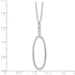 Sterling Silver E-coated CZ Oval Dangle 17.75in Necklace