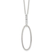Sterling Silver E-coated CZ Oval Dangle 17.75in Necklace