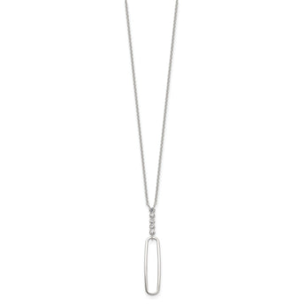 Sterling Silver E-coated CZ Dangle 17.5in Necklace