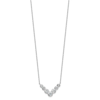 Sterling Silver Rhodium-plated 7 Bezel Set CZ 18in w/2in ext. Necklace