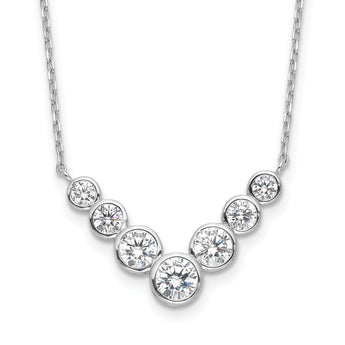Sterling Silver Rhodium-plated 7 Bezel Set CZ 18in w/2in ext. Necklace