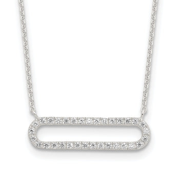 Sterling Silver E-coated CZ 18.25in w/2in ext Necklace