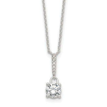 Sterling Silver E-coated CZ 17.75in Necklace