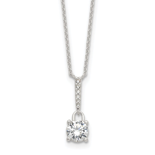 Sterling Silver E-coated CZ 17.75in Necklace