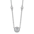 Sterling Silver Rhodium-plated with CZ Stations 16in w/2in ext Necklace