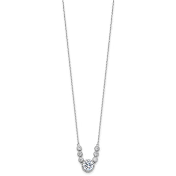 Sterling Silver Rhodium-plated with CZ 16in w/2in ext Necklace
