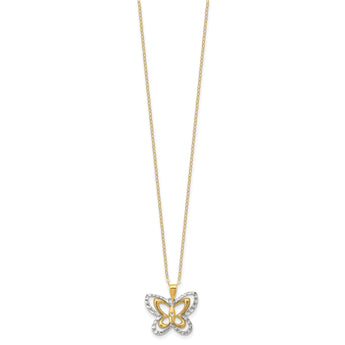 Sterling Silver Gold-tone White Rhodium D/C 16in w/2in ext. Necklace