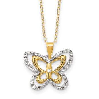 Sterling Silver Gold-tone White Rhodium D/C 16in w/2in ext. Necklace